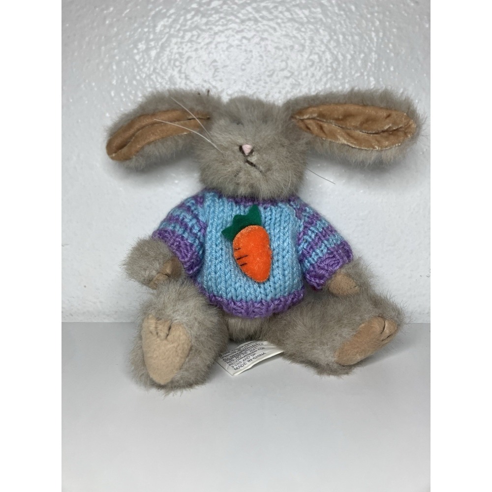 VTG 1988 Chrisha Playful Plush Bunny Rabbit Knitted Carrot Grandpa Sweater